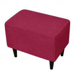 Stool Pedal Cover Jacquard Stretch Ottoman Slipcovers Thick Folding Storage Covers Square Footstool Protector with Elastic Bottom for Living Room
