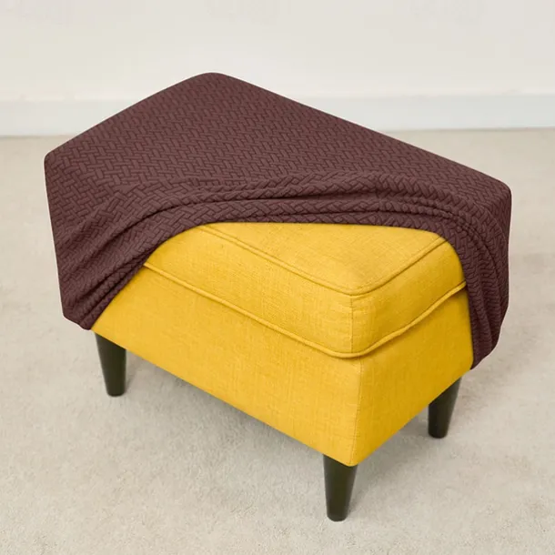 Stool Pedal Cover Jacquard Stretch Ottoman Slipcovers Thick Folding Storage Covers Square Footstool Protector with Elastic Bottom for Living Room