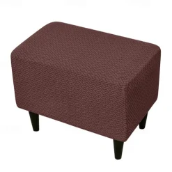 Stool Pedal Cover Jacquard Stretch Ottoman Slipcovers Thick Folding Storage Covers Square Footstool Protector with Elastic Bottom for Living Room