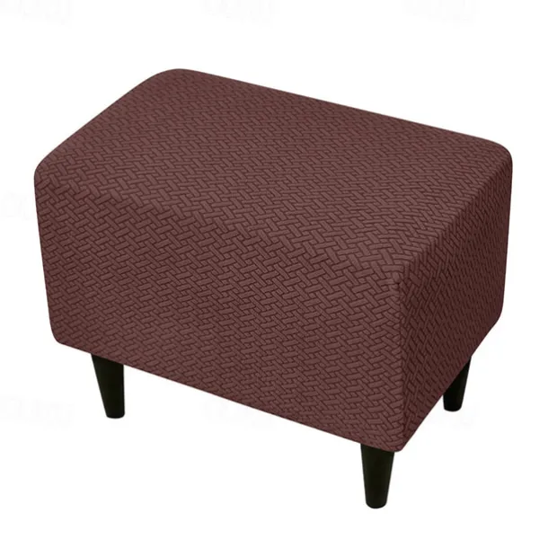 Stool Pedal Cover Jacquard Stretch Ottoman Slipcovers Thick Folding Storage Covers Square Footstool Protector with Elastic Bottom for Living Room