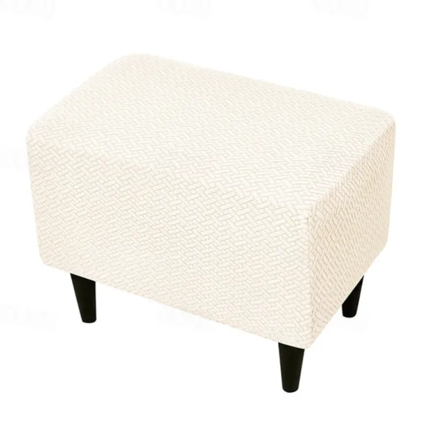 Stool Pedal Cover Jacquard Stretch Ottoman Slipcovers Thick Folding Storage Covers Square Footstool Protector with Elastic Bottom for Living Room