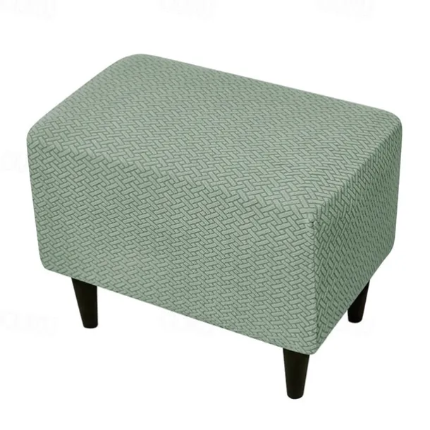 Stool Pedal Cover Jacquard Stretch Ottoman Slipcovers Thick Folding Storage Covers Square Footstool Protector with Elastic Bottom for Living Room