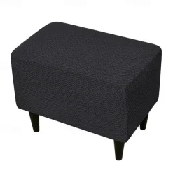 Stool Pedal Cover Jacquard Stretch Ottoman Slipcovers Thick Folding Storage Covers Square Footstool Protector with Elastic Bottom for Living Room