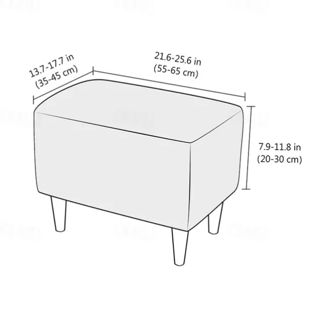 Stool Pedal Cover Jacquard Stretch Ottoman Slipcovers Thick Folding Storage Covers Square Footstool Protector with Elastic Bottom for Living Room