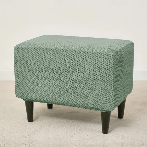 Stool Pedal Cover Jacquard Stretch Ottoman Slipcovers Thick Folding Storage Covers Square Footstool Protector with Elastic Bottom for Living Room