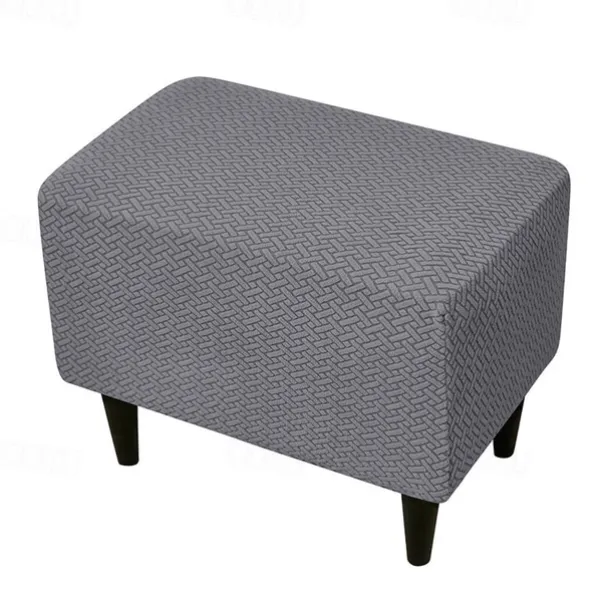 Stool Pedal Cover Jacquard Stretch Ottoman Slipcovers Thick Folding Storage Covers Square Footstool Protector with Elastic Bottom for Living Room