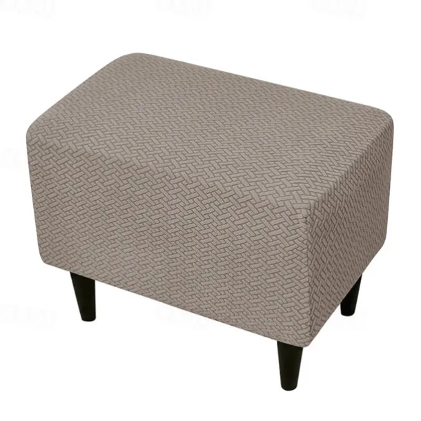 Stool Pedal Cover Jacquard Stretch Ottoman Slipcovers Thick Folding Storage Covers Square Footstool Protector with Elastic Bottom for Living Room