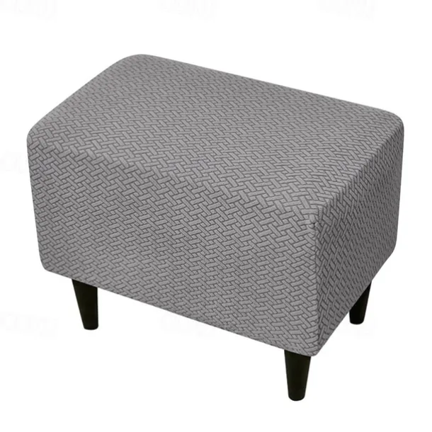 Stool Pedal Cover Jacquard Stretch Ottoman Slipcovers Thick Folding Storage Covers Square Footstool Protector with Elastic Bottom for Living Room