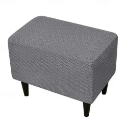 Stool Pedal Cover Jacquard Stretch Ottoman Slipcovers Thick Folding Storage Covers Square Footstool Protector with Elastic Bottom for Living Room