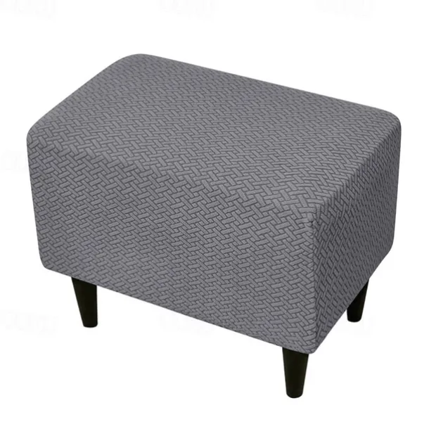 Stool Pedal Cover Jacquard Stretch Ottoman Slipcovers Thick Folding Storage Covers Square Footstool Protector with Elastic Bottom for Living Room