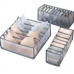 Storage Box 3pcs Folding Divider Storage Drawers For Underwear BRA Socks 6 7 11 Grade Bathroom Storage Containers