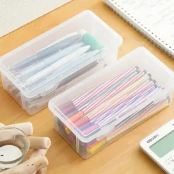 Storage Box Transparent Pencil Case Large Capacity Desktop Organized Double-layer Glasses Case Multi-function Stationery Box