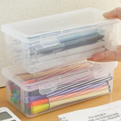 Storage Box Transparent Pencil Case Large Capacity Desktop Organized Double-layer Glasses Case Multi-function Stationery Box