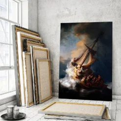 Storm oil painting Hand painted Rembrant - Christ in the Storm on the Sea of Galilee oil painting Rembrant - Christ painting for Room decor Apartment decor Entryway decor Dorm room decor Seascape art
