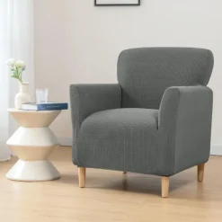 Stretch Armchair Cover Burgundy Slipcover 1 Seater Couch Furniture Protector with Elastic Bottom for Kids,Pet