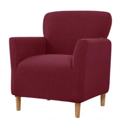 Stretch Armchair Cover Burgundy Slipcover 1 Seater Couch Furniture Protector with Elastic Bottom for Kids,Pet