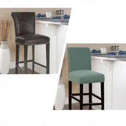 Stretch Bar Stool Cover Counter Stool Pub Chair Slipcover Burgundy Red Black for Dining Room Cafe Barstool Slipcover Removable Furniture Chair Seat Cover Jacquard Fabric with Elastic Bottom