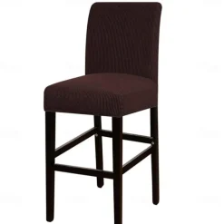 Stretch Bar Stool Cover Counter Stool Pub Chair Slipcover Burgundy Red Black for Dining Room Cafe Barstool Slipcover Removable Furniture Chair Seat Cover Jacquard Fabric with Elastic Bottom