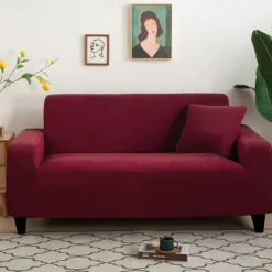 Stretch Couch Covers Burgundy Sectional Sofa Cover For Dogs Pet, Slipcovers For Love Seat, L Shaped,3 Seater, U Shaped, Arm Chair Washable Couch Protector Soft Durable