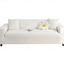Stretch Couch Covers Sectional Sofa Cover For Dogs Pet, Farmhouse Slipcovers For Love Seat, L Shaped,3 Seater, U Shaped, Arm Chair Washable Couch Protector Soft Durable