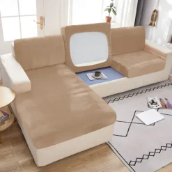 Stretch Couch Covers Sofa Seat Burgundy Cushion Cover Velvet For Dogs Pet, Magic Sofa Cover Sectional Sofa Slipcover for Love Seat, L Shaped, 3 Seater, Washable Protector