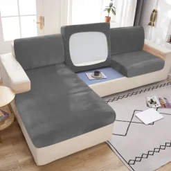 Stretch Couch Covers Sofa Seat Burgundy Cushion Cover Velvet For Dogs Pet, Magic Sofa Cover Sectional Sofa Slipcover for Love Seat, L Shaped, 3 Seater, Washable Protector