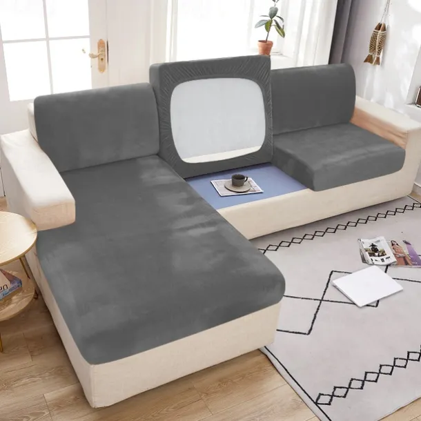 Stretch Couch Covers Sofa Seat Burgundy Cushion Cover Velvet For Dogs Pet, Magic Sofa Cover Sectional Sofa Slipcover for Love Seat, L Shaped, 3 Seater, Washable Protector