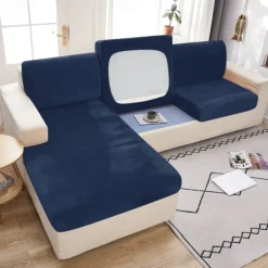 Stretch Couch Covers Sofa Seat Burgundy Cushion Cover Velvet For Dogs Pet, Magic Sofa Cover Sectional Sofa Slipcover for Love Seat, L Shaped, 3 Seater, Washable Protector