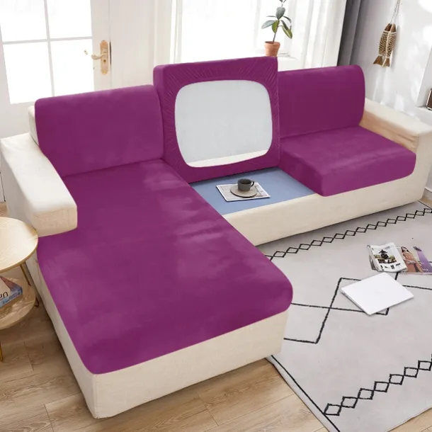 Stretch Couch Covers Sofa Seat Burgundy Cushion Cover Velvet For Dogs Pet, Magic Sofa Cover Sectional Sofa Slipcover for Love Seat, L Shaped, 3 Seater, Washable Protector