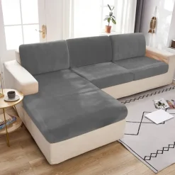 Stretch Couch Covers Sofa Seat Burgundy Cushion Cover Velvet For Dogs Pet, Magic Sofa Cover Sectional Sofa Slipcover for Love Seat, L Shaped, 3 Seater, Washable Protector