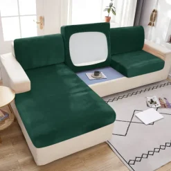 Stretch Couch Covers Sofa Seat Burgundy Cushion Cover Velvet For Dogs Pet, Magic Sofa Cover Sectional Sofa Slipcover for Love Seat, L Shaped, 3 Seater, Washable Protector