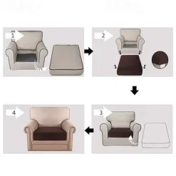 Stretch Couch Covers Sofa Seat Burgundy Cushion Cover Velvet For Dogs Pet, Magic Sofa Cover Sectional Sofa Slipcover for Love Seat, L Shaped, 3 Seater, Washable Protector