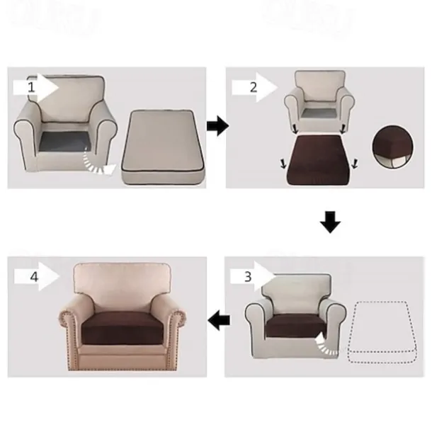 Stretch Couch Covers Sofa Seat Burgundy Cushion Cover Velvet For Dogs Pet, Magic Sofa Cover Sectional Sofa Slipcover for Love Seat, L Shaped, 3 Seater, Washable Protector