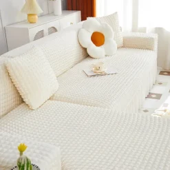 Stretch Couch Cushion Cover, 1 2 3 Seater Cushion Covers for L Shaped Sofa Chaise Longue, Sectional Sofa Slipcover Furniture Protector with Elastic Bottom