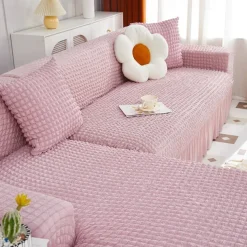 Stretch Couch Cushion Cover, 1 2 3 Seater Cushion Covers for L Shaped Sofa Chaise Longue, Sectional Sofa Slipcover Furniture Protector with Elastic Bottom