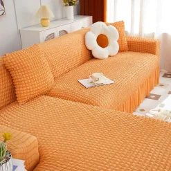 Stretch Couch Cushion Cover, 1 2 3 Seater Cushion Covers for L Shaped Sofa Chaise Longue, Sectional Sofa Slipcover Furniture Protector with Elastic Bottom