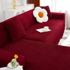 Stretch Couch Cushion Cover, 1 2 3 Seater Cushion Covers for L Shaped Sofa Chaise Longue, Sectional Sofa Slipcover Furniture Protector with Elastic Bottom