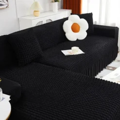 Stretch Couch Cushion Cover, 1 2 3 Seater Cushion Covers for L Shaped Sofa Chaise Longue, Sectional Sofa Slipcover Furniture Protector with Elastic Bottom