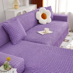 Stretch Couch Cushion Cover, 1 2 3 Seater Cushion Covers for L Shaped Sofa Chaise Longue, Sectional Sofa Slipcover Furniture Protector with Elastic Bottom