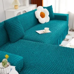 Stretch Couch Cushion Cover, 1 2 3 Seater Cushion Covers for L Shaped Sofa Chaise Longue, Sectional Sofa Slipcover Furniture Protector with Elastic Bottom