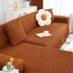 Stretch Couch Cushion Cover, 1 2 3 Seater Cushion Covers for L Shaped Sofa Chaise Longue, Sectional Sofa Slipcover Furniture Protector with Elastic Bottom