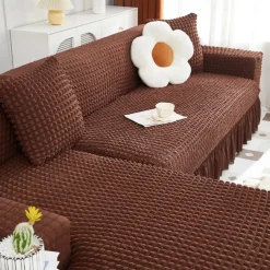 Stretch Couch Cushion Cover, 1 2 3 Seater Cushion Covers for L Shaped Sofa Chaise Longue, Sectional Sofa Slipcover Furniture Protector with Elastic Bottom