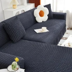 Stretch Couch Cushion Cover, 1 2 3 Seater Cushion Covers for L Shaped Sofa Chaise Longue, Sectional Sofa Slipcover Furniture Protector with Elastic Bottom