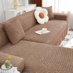 Stretch Couch Cushion Cover, 1 2 3 Seater Cushion Covers for L Shaped Sofa Chaise Longue, Sectional Sofa Slipcover Furniture Protector with Elastic Bottom