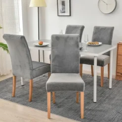 Stretch Dining Chair Cover Green Chair Seat Slipcover Velvet Elastic For Dining Party Hotel Wedding Soft Washable