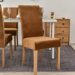 Stretch Dining Chair Cover Green Chair Seat Slipcover Velvet Elastic For Dining Party Hotel Wedding Soft Washable