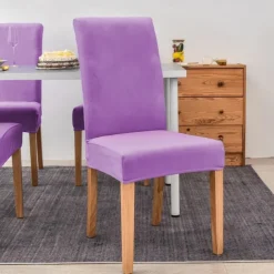 Stretch Dining Chair Cover Green Chair Seat Slipcover Velvet Elastic For Dining Party Hotel Wedding Soft Washable