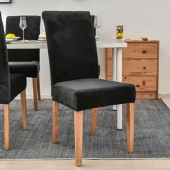 Stretch Dining Chair Cover Green Chair Seat Slipcover Velvet Elastic For Dining Party Hotel Wedding Soft Washable