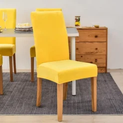 Stretch Dining Chair Cover Green Chair Seat Slipcover Velvet Elastic For Dining Party Hotel Wedding Soft Washable