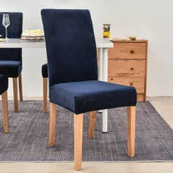 Stretch Dining Chair Cover Green Chair Seat Slipcover Velvet Elastic For Dining Party Hotel Wedding Soft Washable